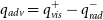 q Subscript normal a normal d normal v Baseline equals q Subscript normal v normal i normal s Superscript plus Baseline minus q Subscript normal r normal a normal d Superscript minus