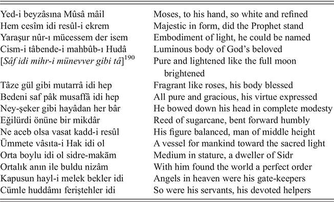 A second continuation of the transcription and English translation of Hakanî’s hilye. See long description.