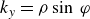 k Subscript y Baseline equals rho sine phi