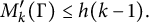 upper M prime Subscript k Baseline left parenthesis normal upper Gamma right parenthesis less than or equals h left parenthesis k minus 1 right parenthesis period