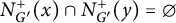 upper N Subscript upper G prime Superscript plus Baseline left parenthesis x right parenthesis intersection upper N Subscript upper G prime Superscript plus Baseline left parenthesis y right parenthesis equals normal empty set
