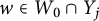 w element of upper W 0 intersection upper Y Subscript j