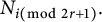 upper N Subscript i left parenthesis mod 2 r plus 1 right parenthesis Baseline period