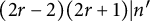 left parenthesis 2 r minus 2 right parenthesis left parenthesis 2 r plus 1 right parenthesis vertical bar n prime