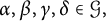alpha comma beta comma gamma comma delta element of script upper G comma