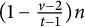 left parenthesis 1 minus StartFraction v minus 2 Over t minus 1 EndFraction right parenthesis n