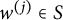 w Superscript left parenthesis j right parenthesis Baseline element of upper S