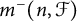 m Superscript minus Baseline left parenthesis n comma script upper F right parenthesis