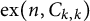 ex left parenthesis n comma upper C Subscript k comma k Baseline right parenthesis