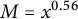 upper M equals x Superscript 0.56