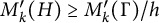 upper M prime Subscript k Baseline left parenthesis upper H right parenthesis greater than or equals upper M prime Subscript k Baseline left parenthesis normal upper Gamma right parenthesis divided by h