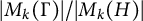 StartAbsoluteValue upper M Subscript k Baseline left parenthesis normal upper Gamma right parenthesis EndAbsoluteValue divided by StartAbsoluteValue upper M Subscript k Baseline left parenthesis upper H right parenthesis EndAbsoluteValue