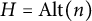 upper H equals upper A l t left parenthesis n right parenthesis