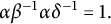 alpha beta Superscript negative 1 Baseline alpha delta Superscript negative 1 Baseline equals 1 period