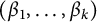 left parenthesis beta 1 comma ellipsis comma beta Subscript k Baseline right parenthesis