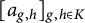left bracket a Subscript g comma h Baseline right bracket Subscript g comma h element of upper K