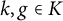k comma g element of upper K