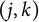 left parenthesis j comma k right parenthesis