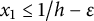 x 1 less than or equals 1 divided by h minus epsilon