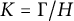 upper K equals normal upper Gamma divided by upper H