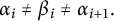 alpha Subscript i Baseline not equals beta Subscript i Baseline not equals alpha Subscript i plus 1 Baseline period