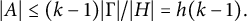 StartAbsoluteValue upper A EndAbsoluteValue less than or equals left parenthesis k minus 1 right parenthesis StartAbsoluteValue normal upper Gamma EndAbsoluteValue divided by StartAbsoluteValue upper H EndAbsoluteValue equals h left parenthesis k minus 1 right parenthesis period
