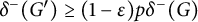delta Superscript minus Baseline left parenthesis upper G Superscript prime Baseline right parenthesis greater than or equals left parenthesis 1 minus epsilon right parenthesis p delta Superscript minus Baseline left parenthesis upper G right parenthesis