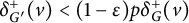 delta Subscript upper G prime Superscript plus Baseline left parenthesis v right parenthesis less than left parenthesis 1 minus epsilon right parenthesis p delta Subscript upper G Superscript plus Baseline left parenthesis v right parenthesis