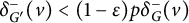 delta Subscript upper G prime Superscript minus Baseline left parenthesis v right parenthesis less than left parenthesis 1 minus epsilon right parenthesis p delta Subscript upper G Superscript minus Baseline left parenthesis v right parenthesis