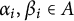 alpha Subscript i Baseline comma beta Subscript i Baseline element of upper A