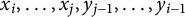 x Subscript i Baseline comma ellipsis comma x Subscript j Baseline comma y Subscript j minus 1 Baseline comma ellipsis comma y Subscript i minus 1 Baseline