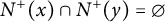 upper N Superscript plus Baseline left parenthesis x right parenthesis intersection upper N Superscript plus Baseline left parenthesis y right parenthesis equals normal empty set