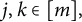 j comma k element of left bracket m right bracket comma