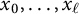 x 0 comma ellipsis comma x Subscript script l Baseline