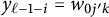 y Subscript script l minus 1 minus i Baseline equals w Subscript 0 j prime k