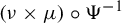 left parenthesis nu times mu right parenthesis ring normal upper Psi Superscript negative 1