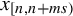 x Subscript left bracket n comma n plus m s right parenthesis