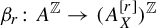 beta Subscript r Baseline colon upper A Superscript double struck upper Z Baseline right arrow left parenthesis upper A Subscript upper X Superscript left bracket r right bracket Baseline right parenthesis Superscript double struck upper Z