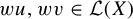 w u comma w v element of script upper L left parenthesis upper X right parenthesis