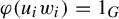 phi left parenthesis u Subscript i Baseline w Subscript i Baseline right parenthesis equals 1 Subscript upper G