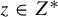 z element of upper Z Superscript asterisk