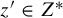 z prime element of upper Z Superscript asterisk