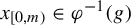 x Subscript left bracket 0 comma m right parenthesis Baseline element of phi Superscript negative 1 Baseline left parenthesis g right parenthesis
