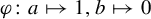 phi colon a right arrow from bar 1 comma b right arrow from bar 0