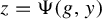 z equals normal upper Psi left parenthesis g comma y right parenthesis