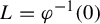 upper L equals phi Superscript negative 1 Baseline left parenthesis 0 right parenthesis