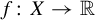 f colon upper X right arrow double struck upper R