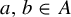 a comma b element of upper A
