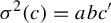 sigma squared left parenthesis c right parenthesis equals a b c prime