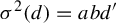 sigma squared left parenthesis d right parenthesis equals a b d prime